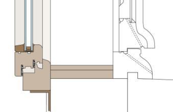 ?Figure 73 : Intégration d'un double châssis bois double vitrage dans le plan du mur, source : Ceraa?