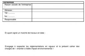 Exemple de page engageant l’entreprise à respecter une charte environnementale